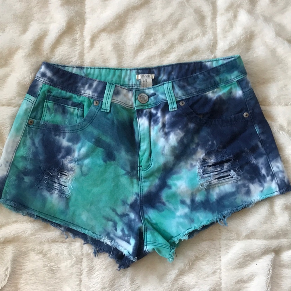 Forever 21 Blue Tie-Dye Jean Shorts
